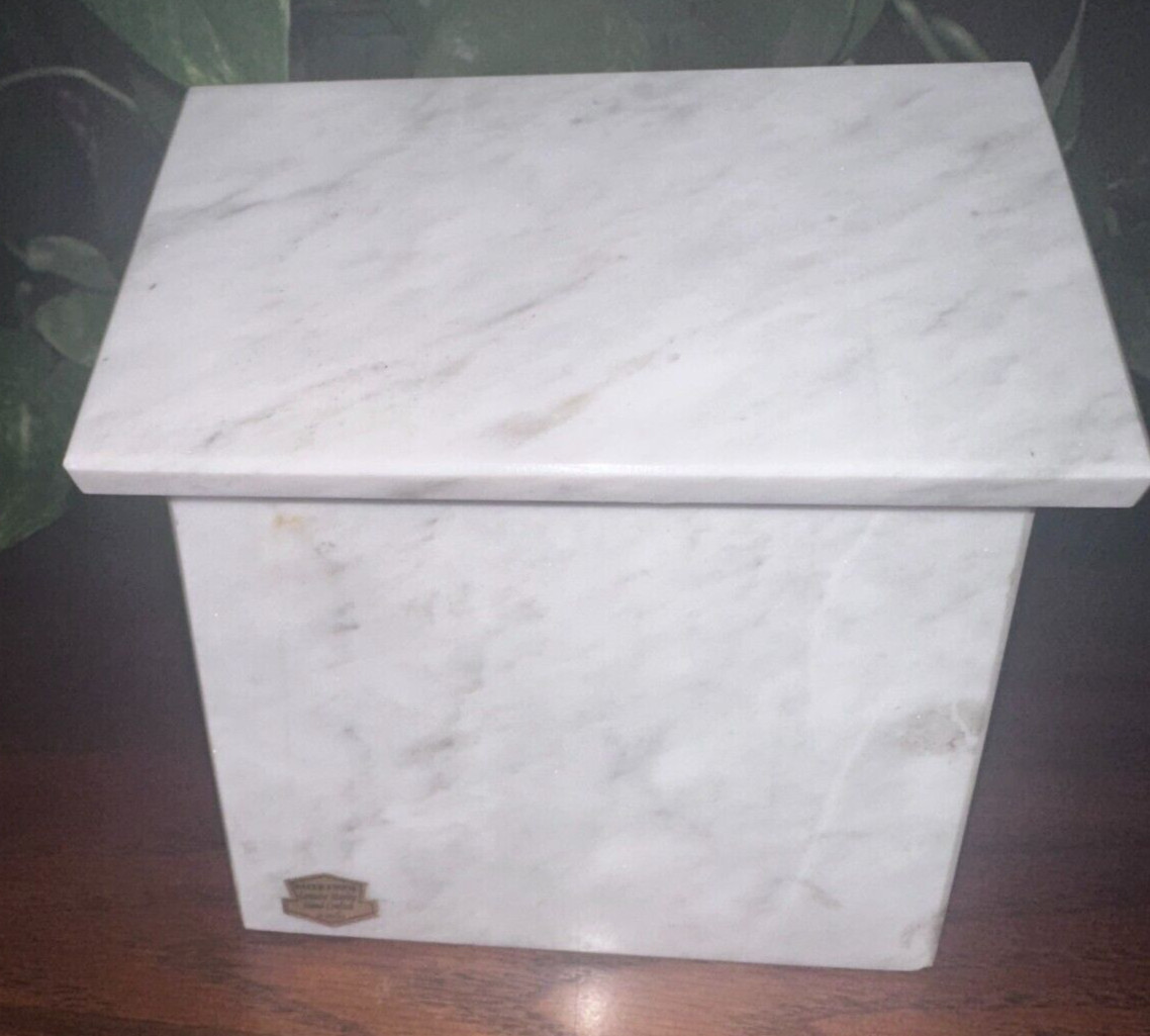 Natural white marble pet urn memorial for dog cat cremains handmade doghouse