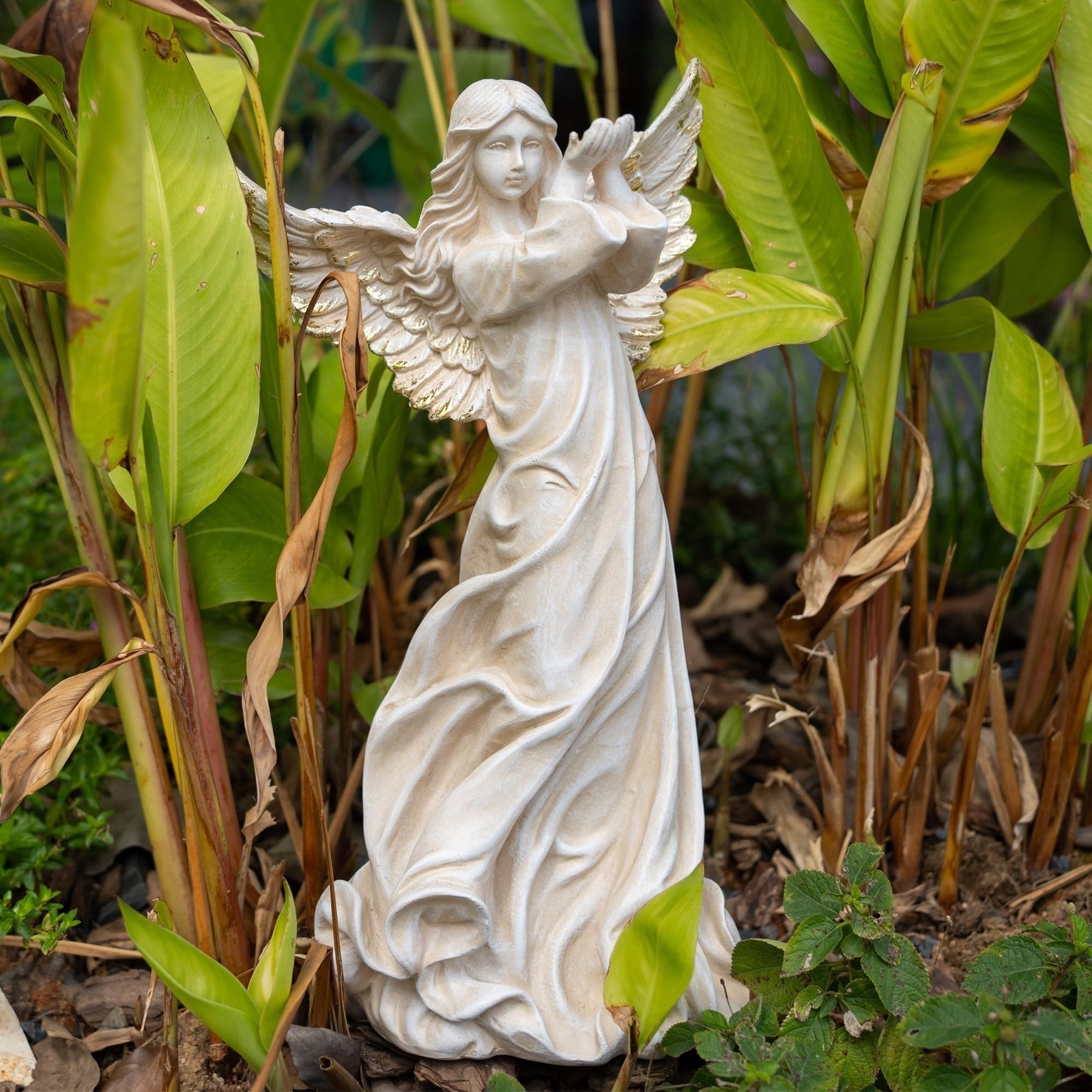 Angel Garden Statue, 16.1 inch Decorative Figurine, White Indoor Outdoor Deco…