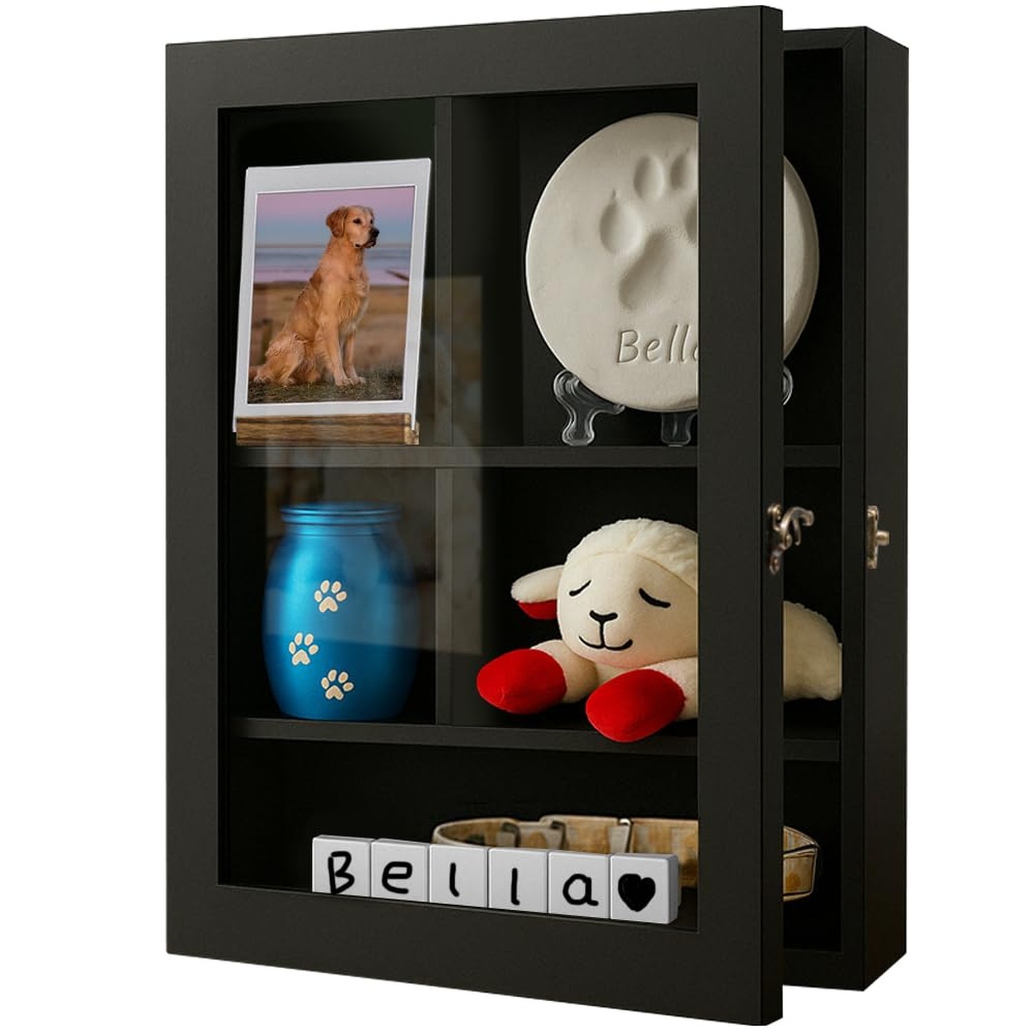Pet Memorial Shadow Box with Adjustable Shelves,12 * 16 Inch Solid Wood Deep …