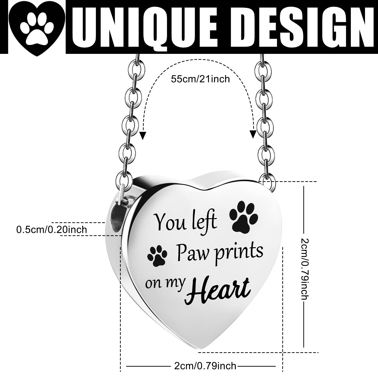 Yinkin 2 Pcs Pet Cremation Jewelry for Ashes Urn Necklace with silver, black