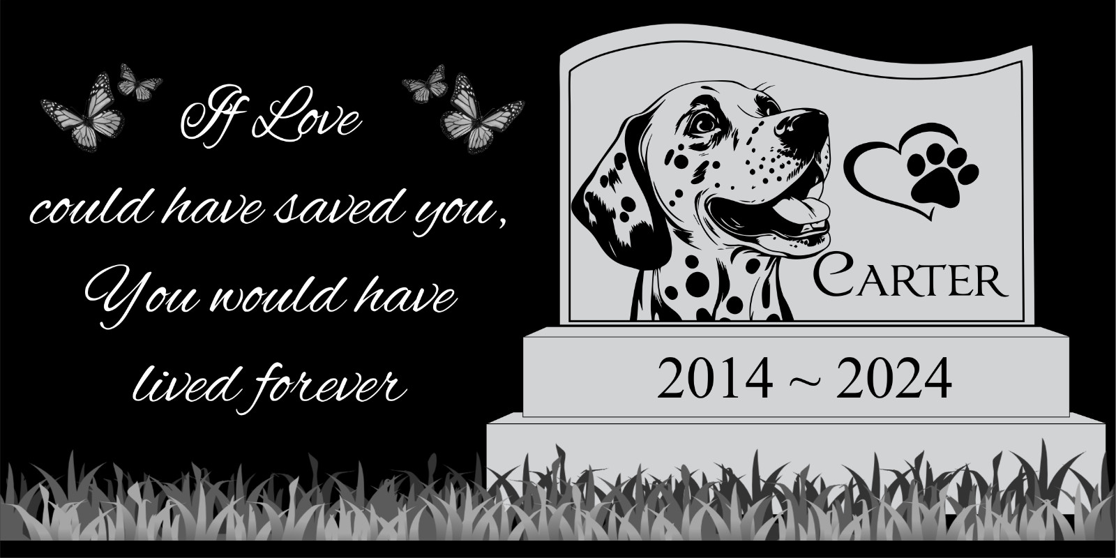 Pet memorial Engraved Marker, headstone Granite gravestone Golden Retriever, dog