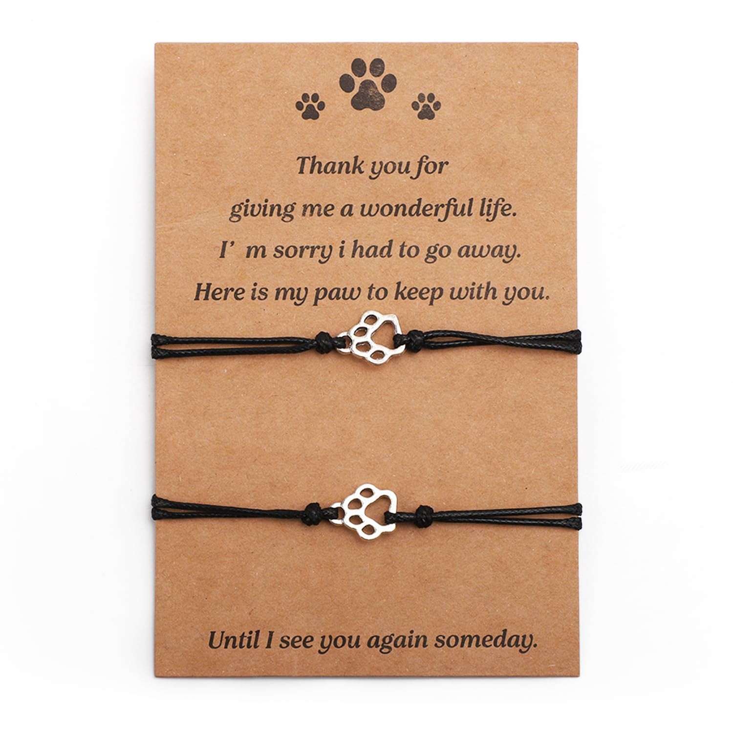 XIHIRCD 2pcs Cat Dog Memorial Bracelet Gift, Pet 12x9cm, black, silver