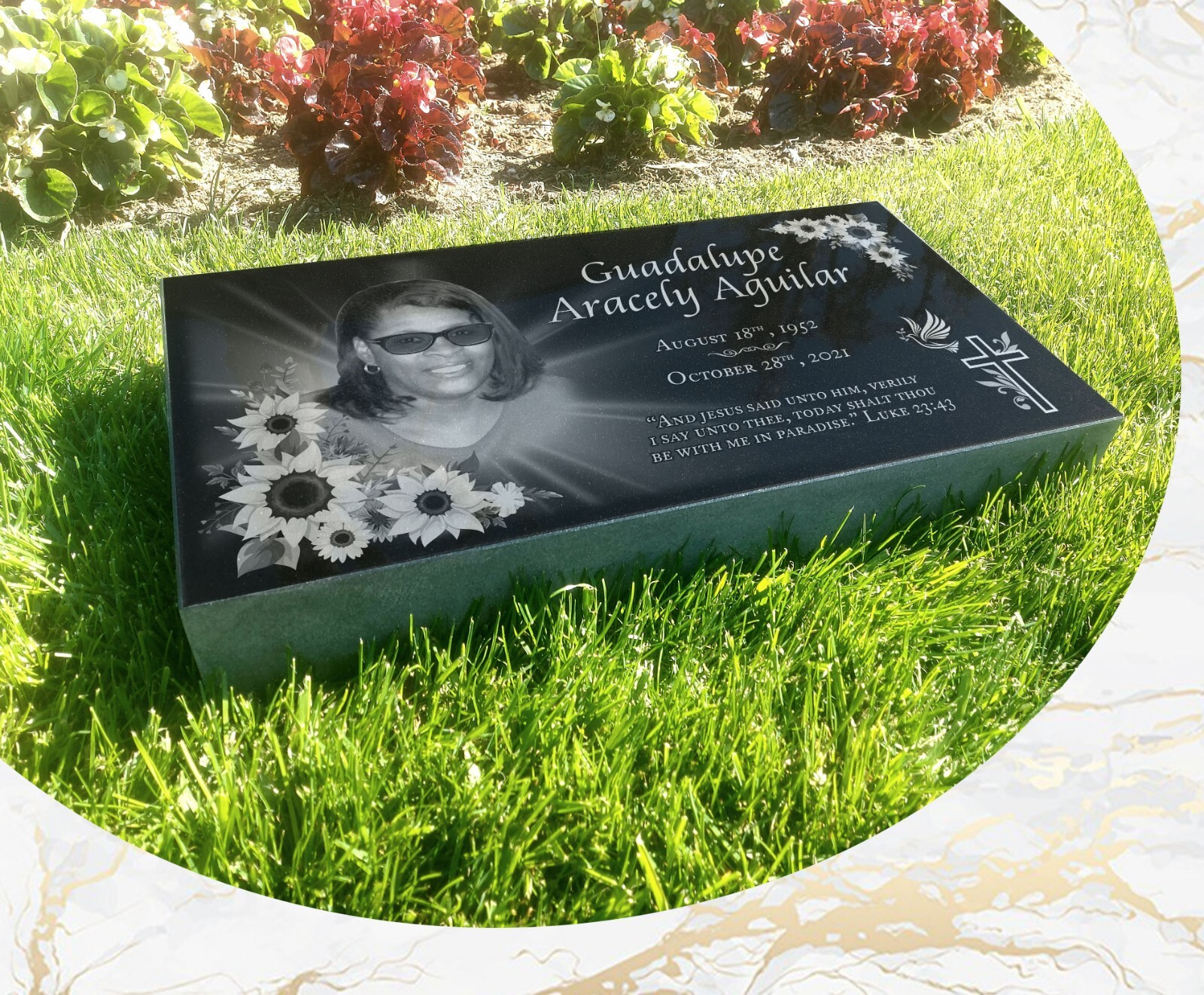 16″х8″х3″ inch Large Pet Headstone  Diamond Engraved on the Grave Marker Granite