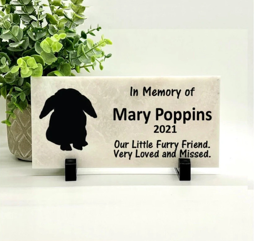 Lop Ear Rabbit Memorial – Personalized Pet Memorial Stone- Bunny sympathy Gift