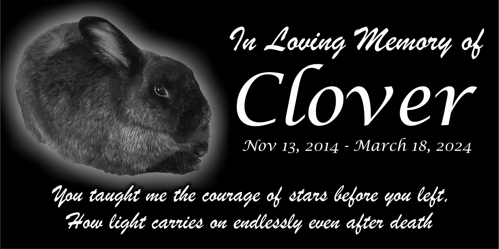 Custom Stone Memorial Grave Marker Granite Plaque Human headstone Rabbit