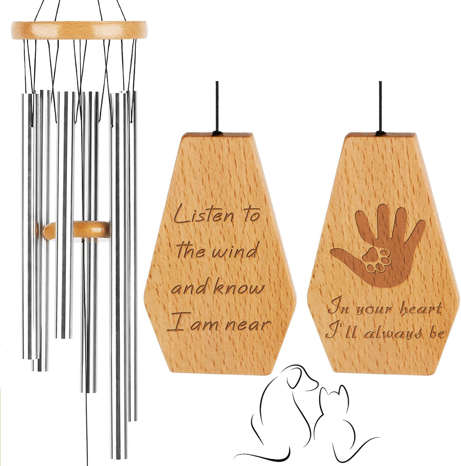 Dog Memorial Gifts Wind Chime, Cat Memorial Gift for Loss of Pet, Loss of Dogs S