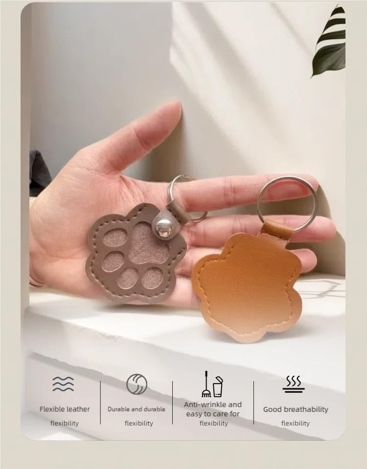 Pet Hair Keepsake Keychain – Memorial Gift for Cat & Dog, Cute Leather Paw