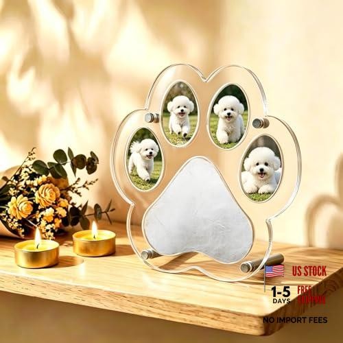 Paw Print Acrylic Pet Fur Keepsake – Pet Memorial Ornament for Dog & Cat