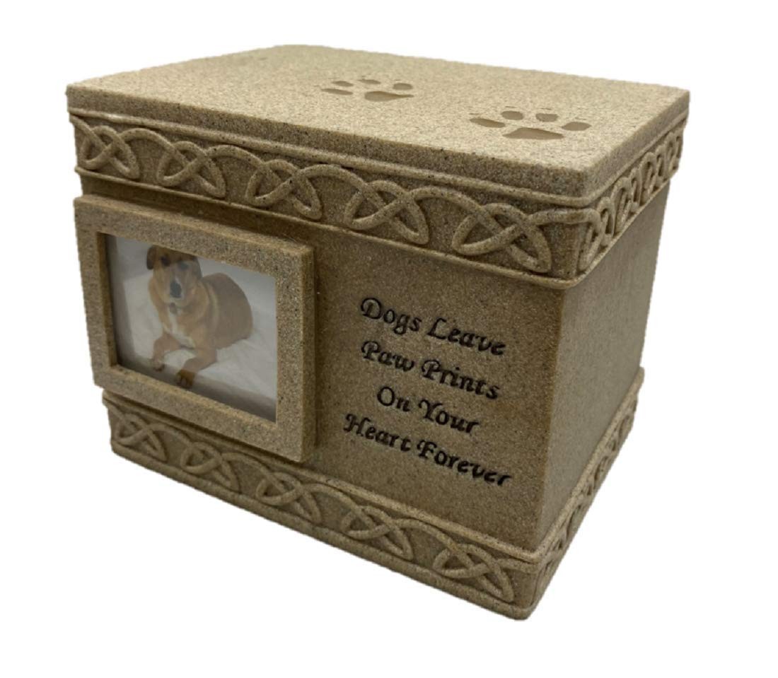 Angelstar Comfy Hour Pet Memorial Urn For Dog Dark Brown Sandstone Look Holds