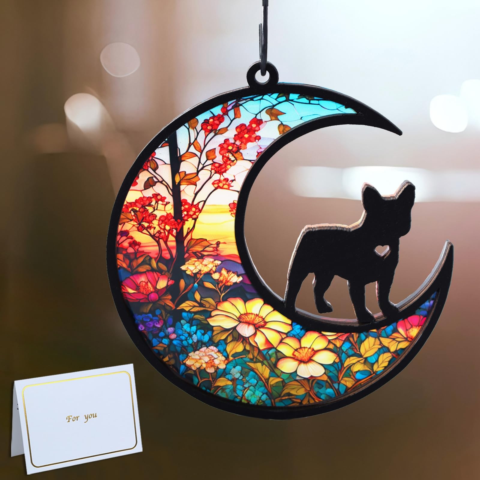 DIY French Bulldog Memorial Suncatcher with Sympathy Card, Dog Gifts for Loss