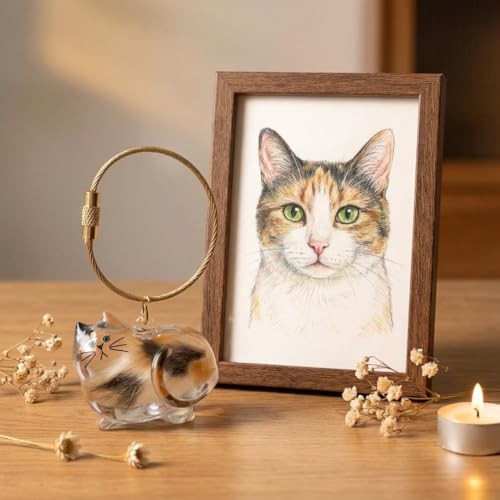 Cat/Dog Hair Collector Keychain Charm Memorial Bottle Memorial Storage Cat 5