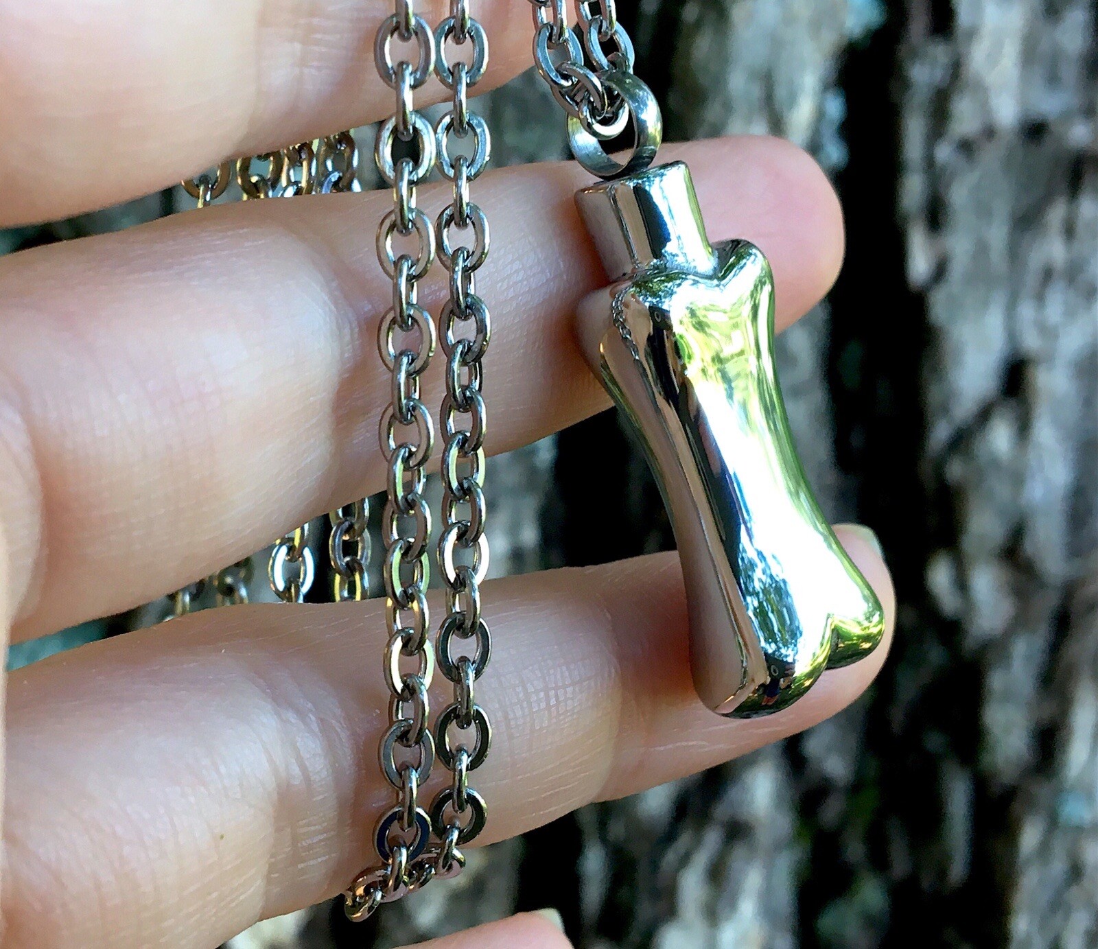 Dog Bone Cremation Necklace Mens Unisex Urn Jewelry Pendant for Ashes Cremains