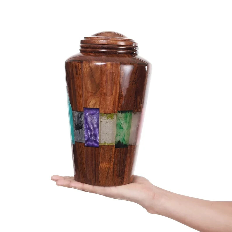 Wooden Urns for Human Ashes Adult Male Female – Cremation Urn Large Wood Urn Box