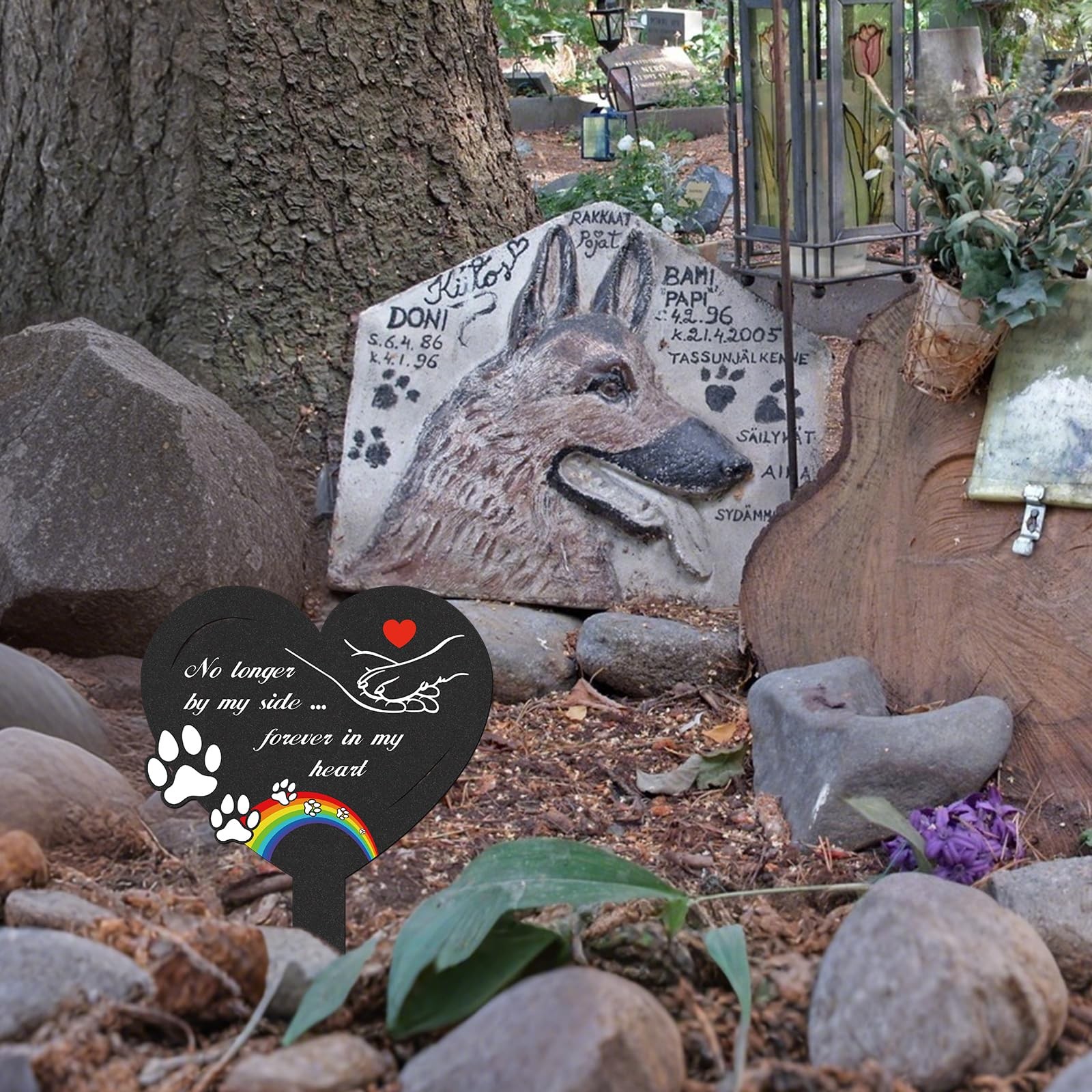 LIRAVENO Dog Memorial Grave Stakes – Metal Pets Lover Cemetery Markers black