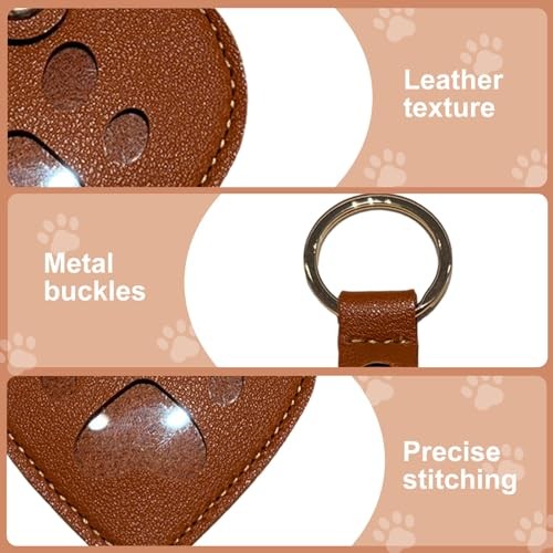 4-Piece Leather Pet Memorial Keychain Cat Hair Fur 2.36in(tack of 4) mud gray