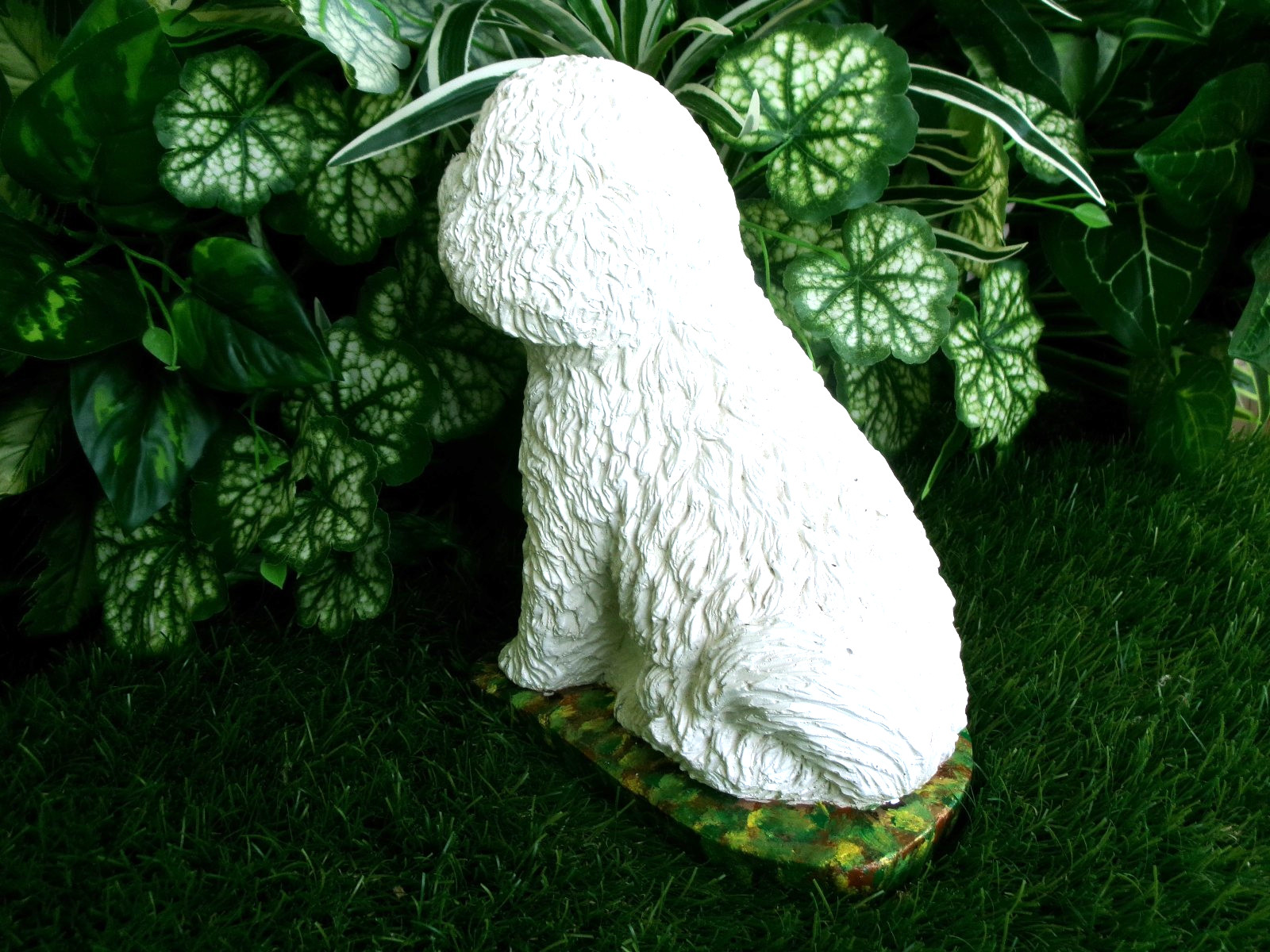 Bichon Frise Concrete 9.5″ Pet Loss Memorial Stone Garden Decor Dog Mom Gift