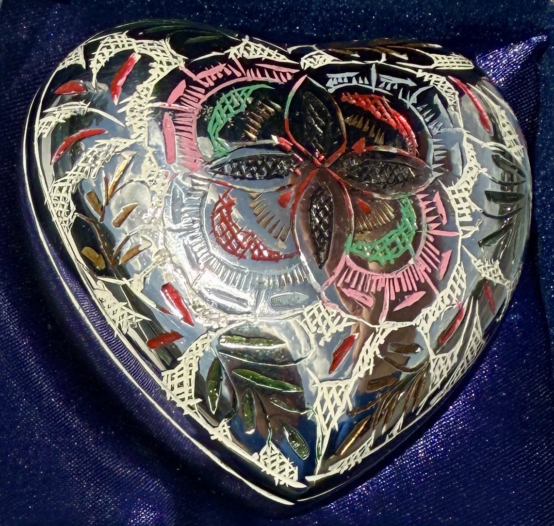 Terry Bear Small Ornate Engraved Heart Shaped Keepsake Urn Pet Cat Dog Memorial