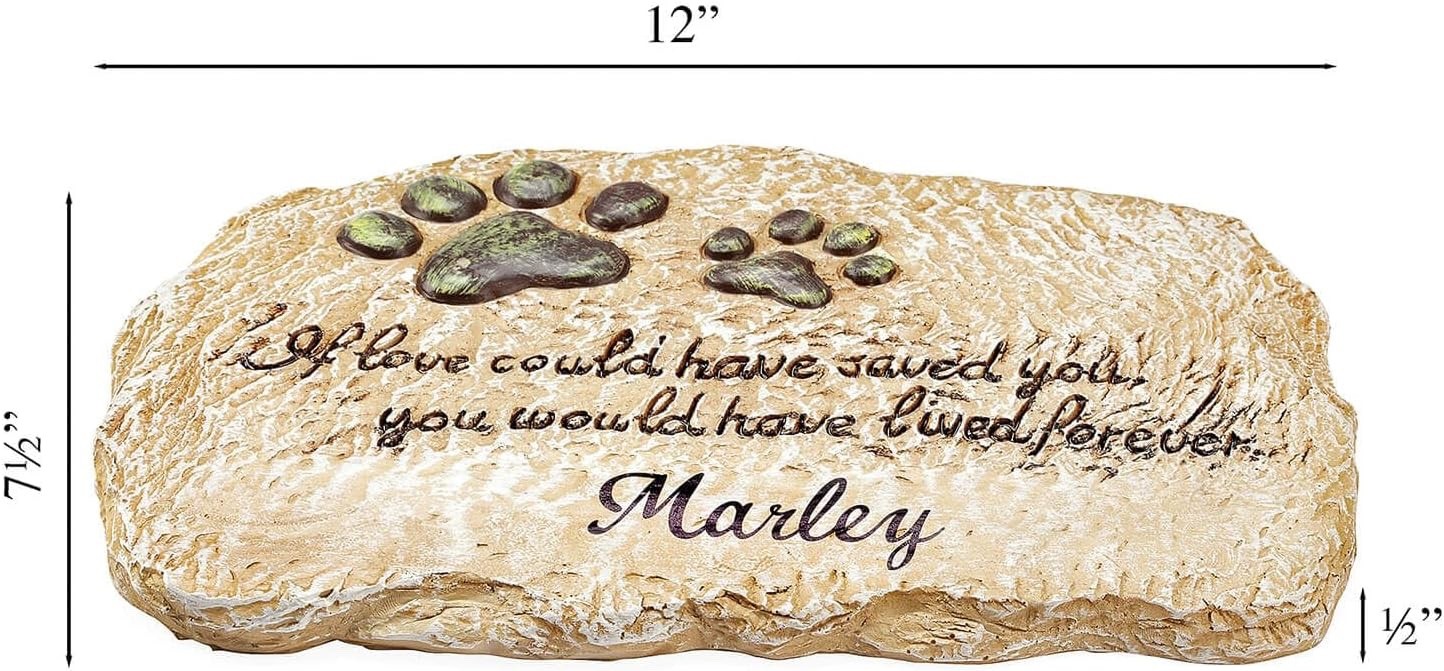 Pet Memorial Cemetery Stepping Stone PERSONALIZED Dog Cat Paw Print Grave Marker