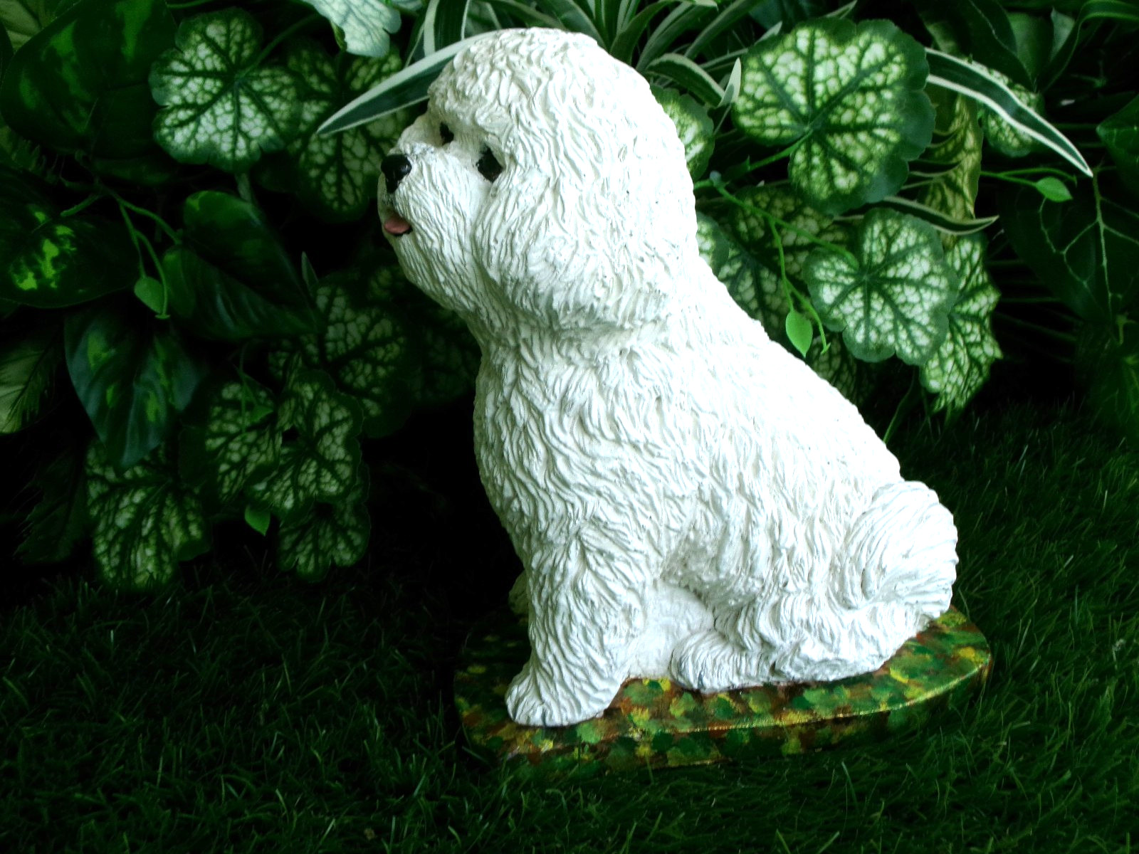 Bichon Frise Concrete 9.5″ Pet Loss Memorial Stone Garden Decor Dog Mom Gift