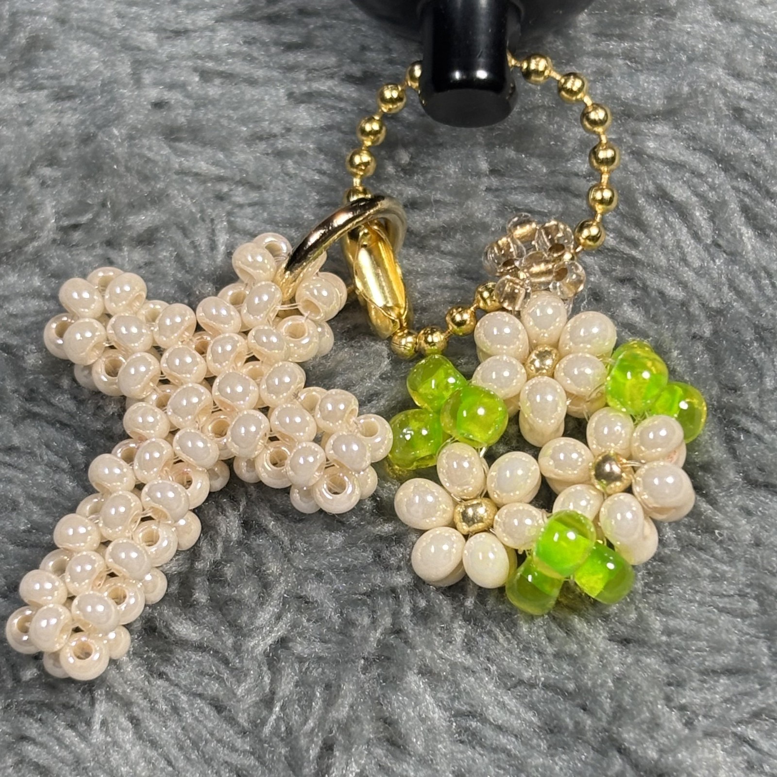 Cremation Ashes Keychain – Cremation Keepsake(beige cross and beige ornaments)