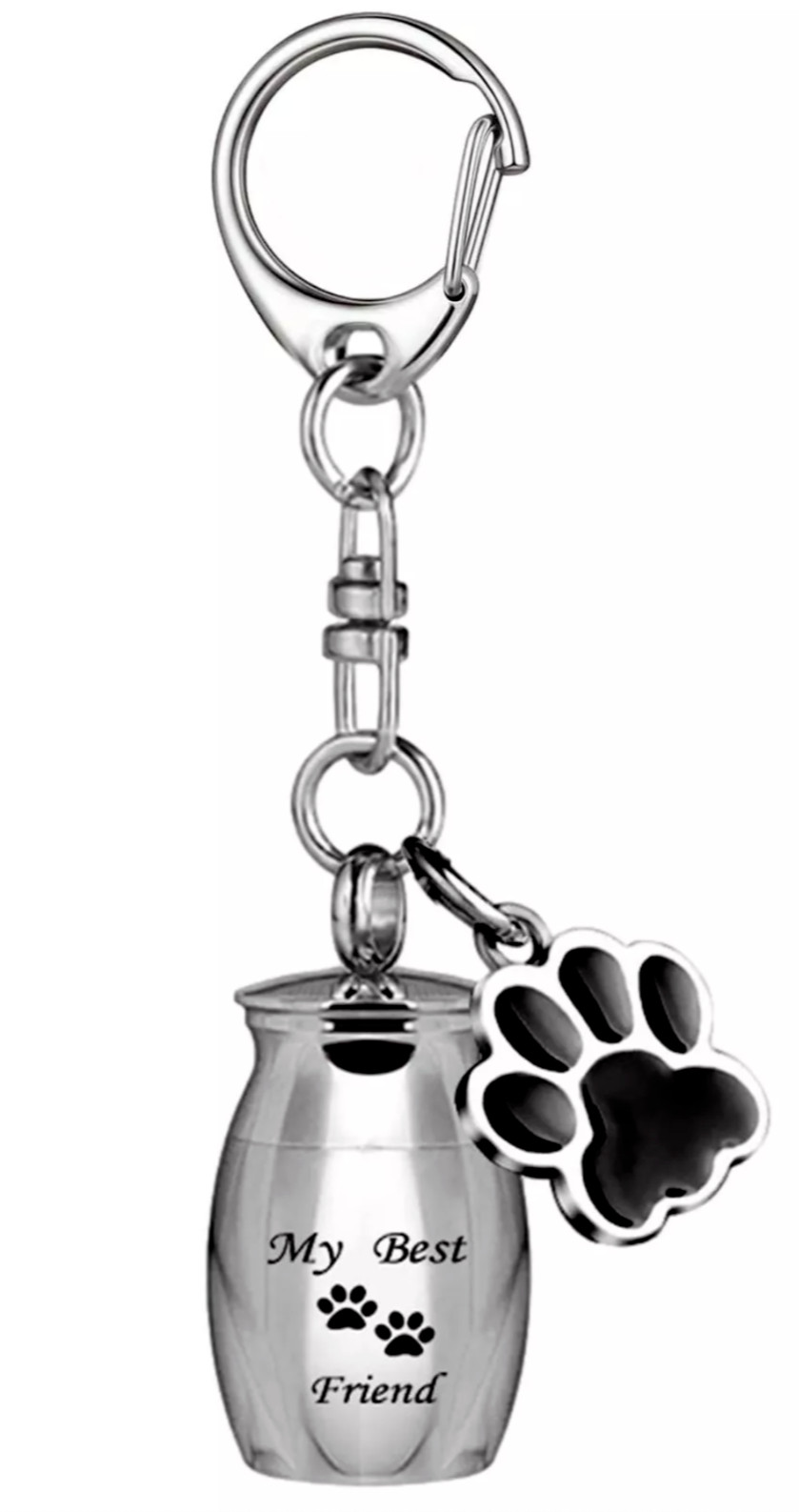 urn26B Pet ashes urn & Pet Paw charm Miniature Metal Cremation keychain mourning