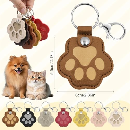 Pet Memorial Gifts for Dogs Cats, Leather Paw Print Pet Fur Keepsake White