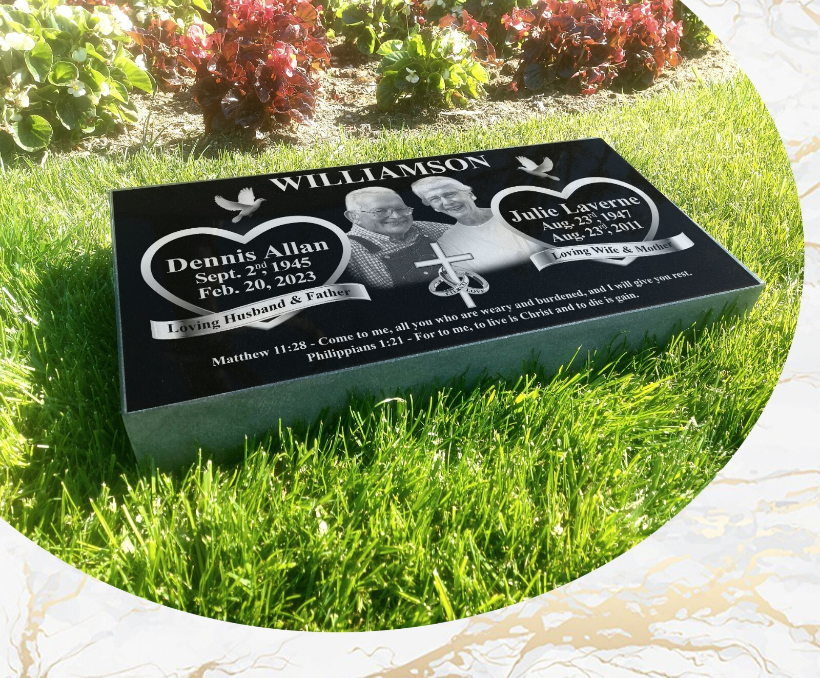 16″х8″х3″ inch Large Pet Headstone  Diamond Engraved on the Grave Marker Granite