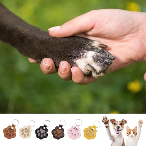 Pet Fur Keepsake Dog Hair Keychain Leather Paw Charm Key Chain Pet Dark Coffee