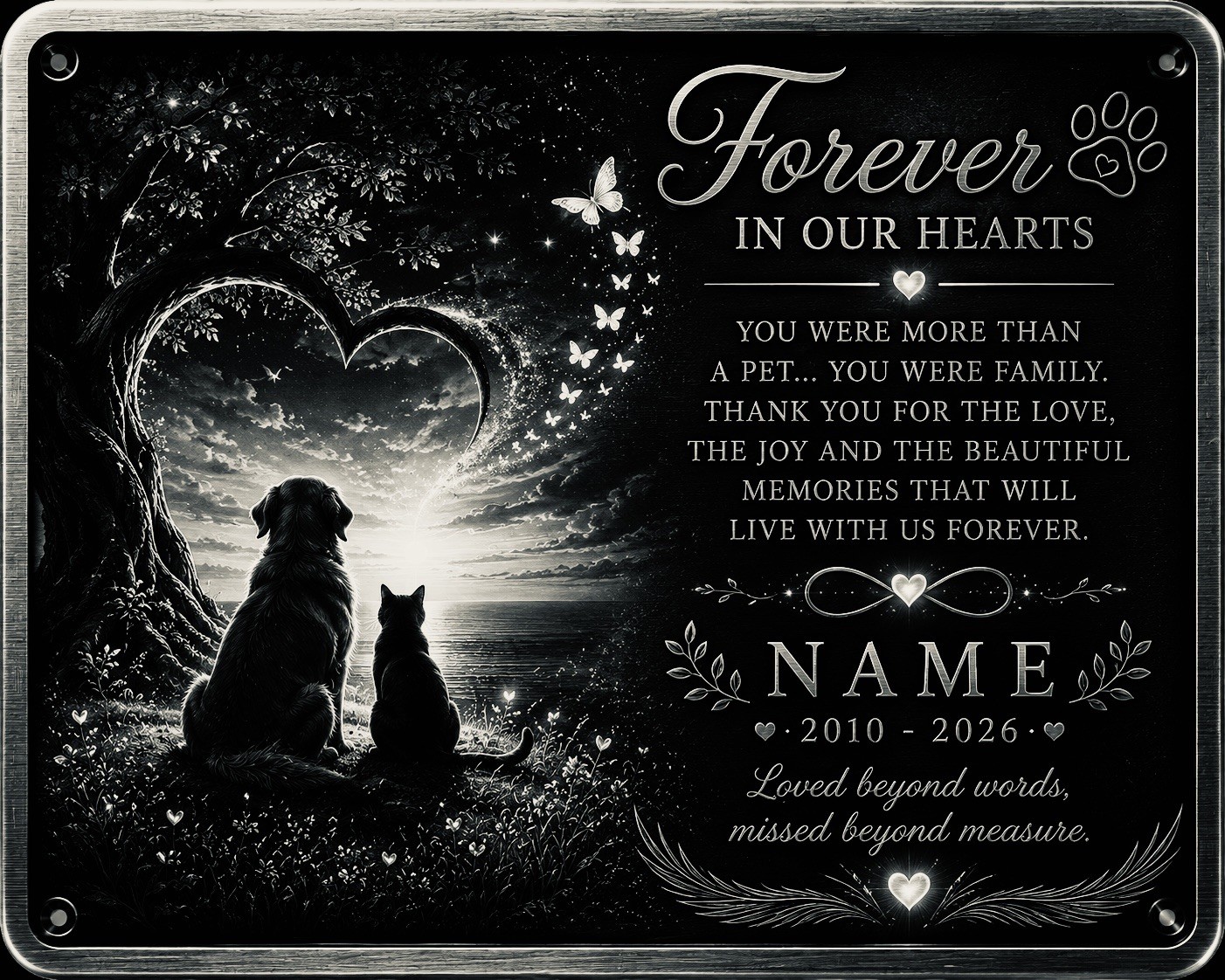 Personalised Pet Memorial Plaque Custom Photo Engraved Aluminium Dog Cat Horse