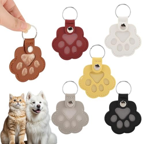 6 Pcs Cat & Dog Hair Keychain, Paw Shaped Keychain, Pet Memorial Gift 6PCS