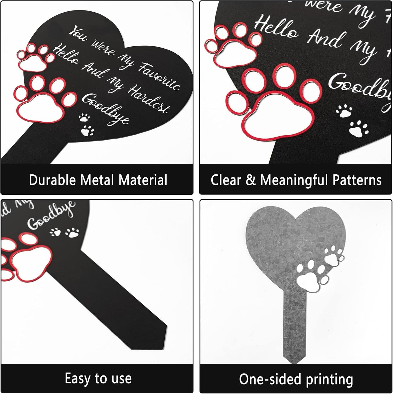 Durable Pet Cemetery Grave Marker with Heart – Heartfelt 11.8” x 6.3” Sign