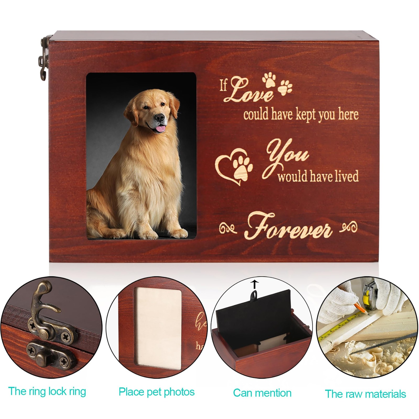 Pet Memorial Urns for Dog or Cat Ashes, Large Wooden Funeral Cremation Urns w…