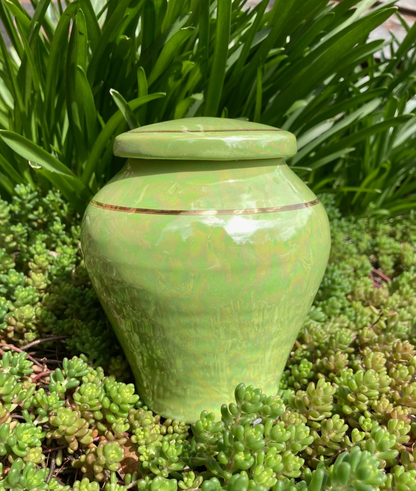Handmade Ceramic Cremation Urn in Royal Purple, small size for pet ashes, 50 ci