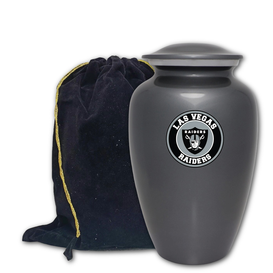 Las Vegas Raider Cremation Memorial Funeral Gray Urn for Adult Ashes with Bag