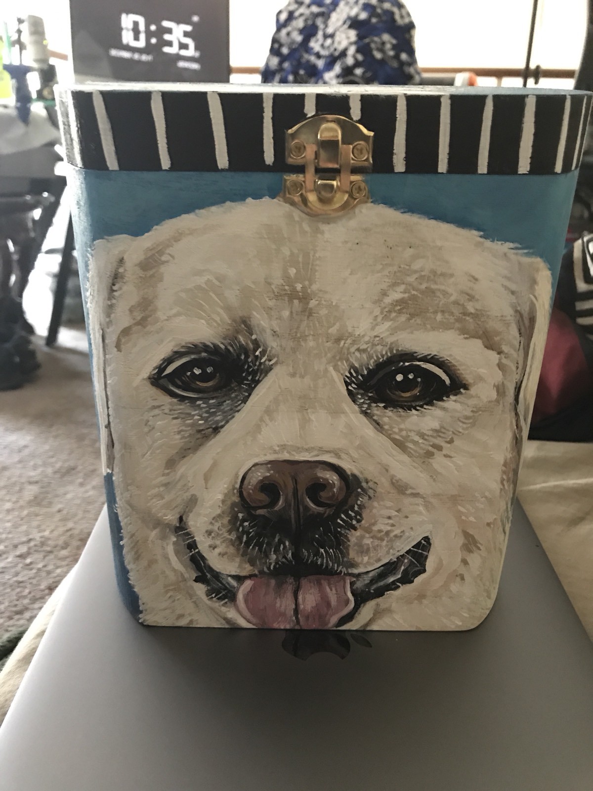 Custom hand painted portrait memorial LARGE Wood box Pet URN Golden Retriever