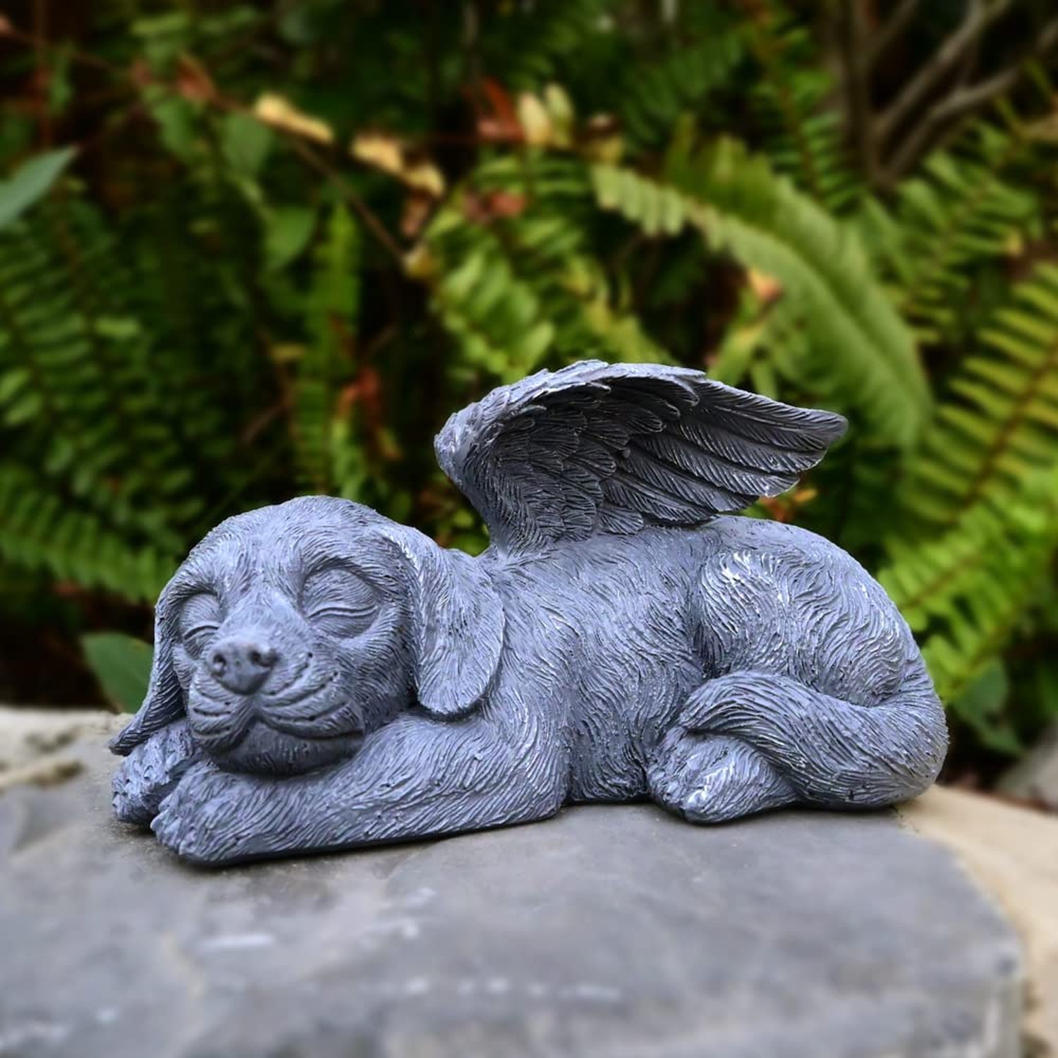 Angel Dog Memorial Stones Statue Sleeping Ornament for Passing Away Bereaveme…