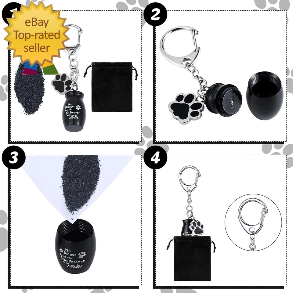 4 Pcs Pet Urns Keychain for Dogs Ashes Keepsake Stainless Steel Small Pet Cremat