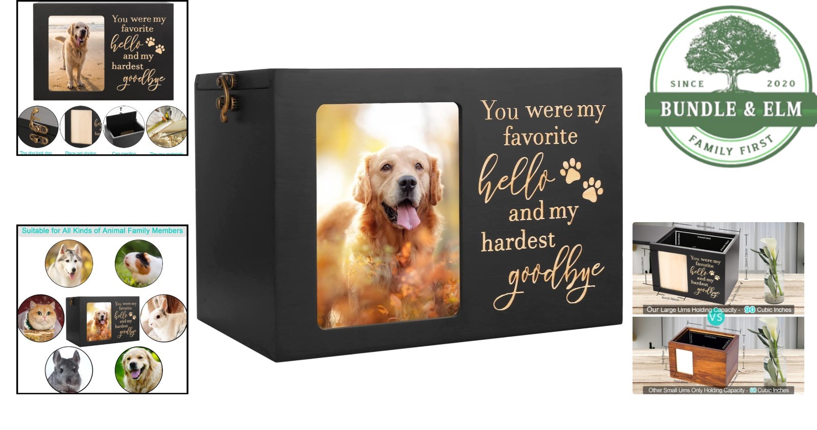 Stylish Wooden Funeral Urn for Pets with Photo Insert and Quality Craftsmanship