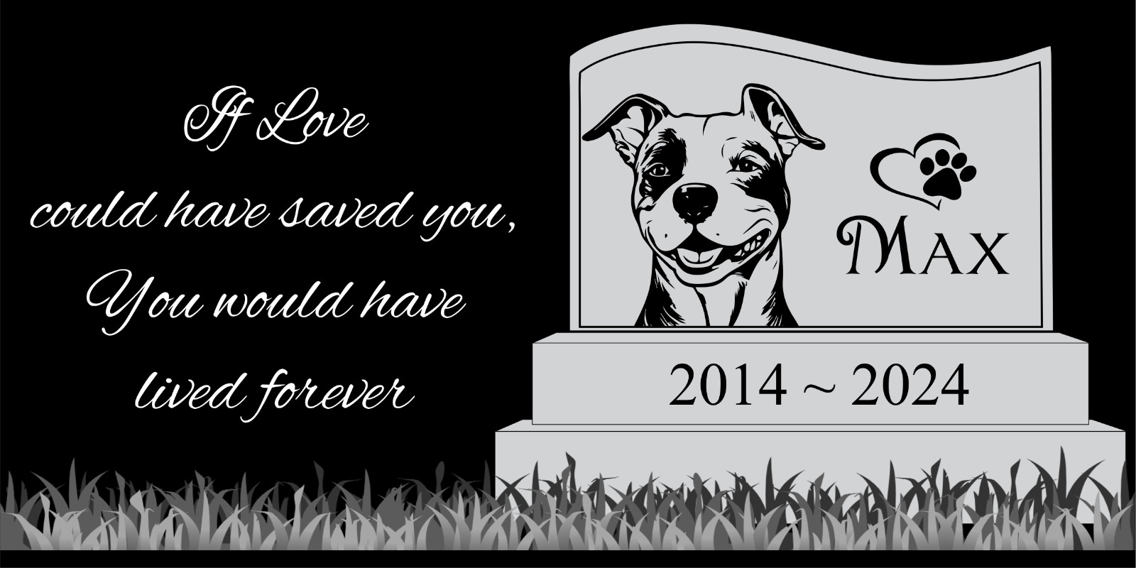Pet memorial Engraved Marker, headstone Granite gravestone Boxer dog