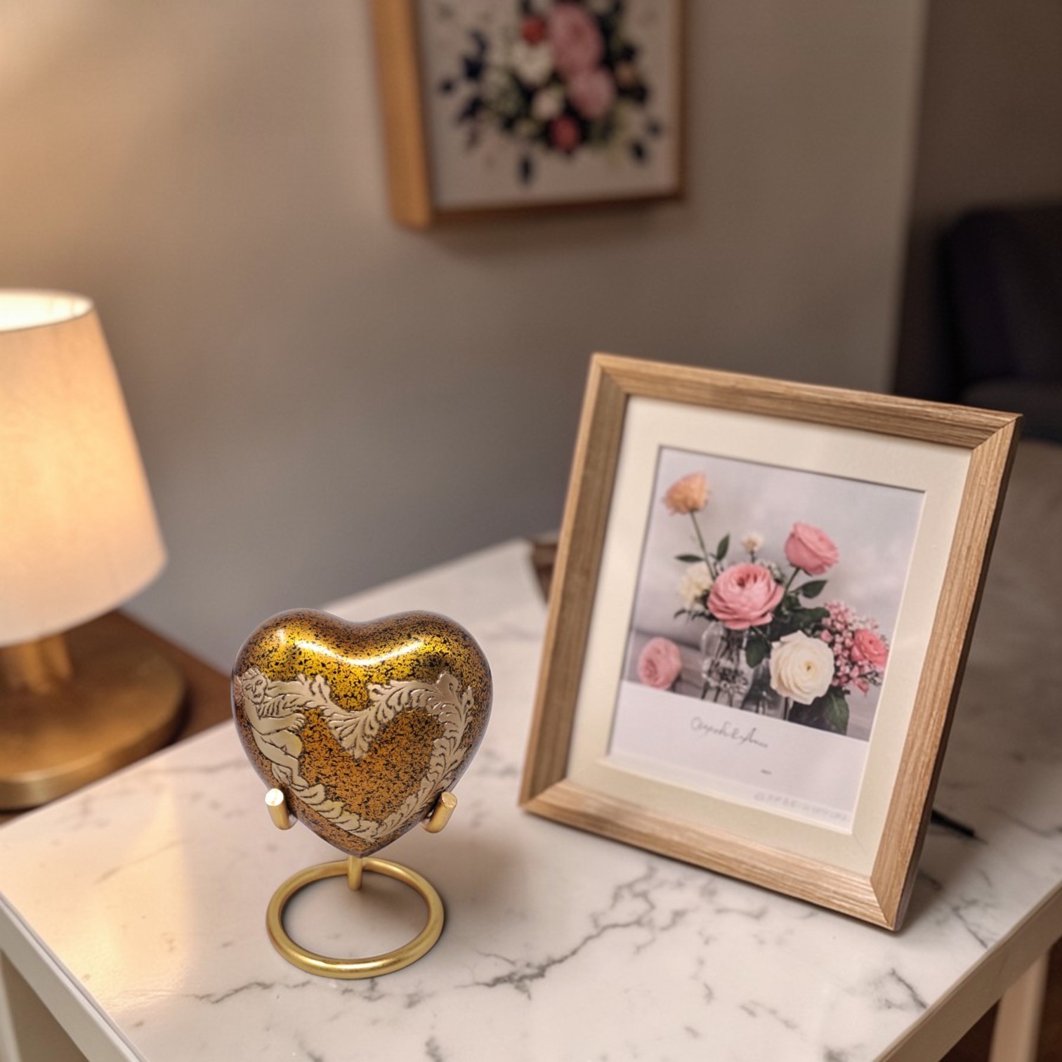 Mini Heart Cremation Keepsake Urn for Ashes with Stand & Box to Honor Loved Ones