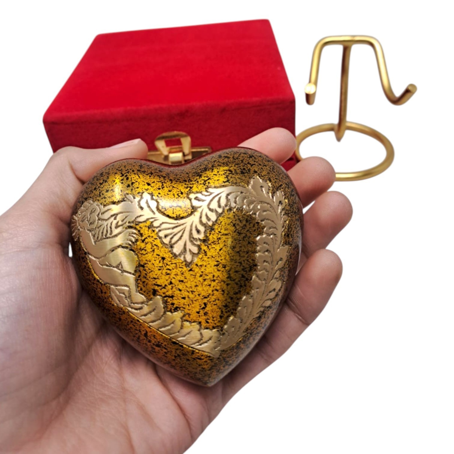 Mini Heart Cremation Keepsake Urn for Ashes with Stand & Box to Honor Loved Ones