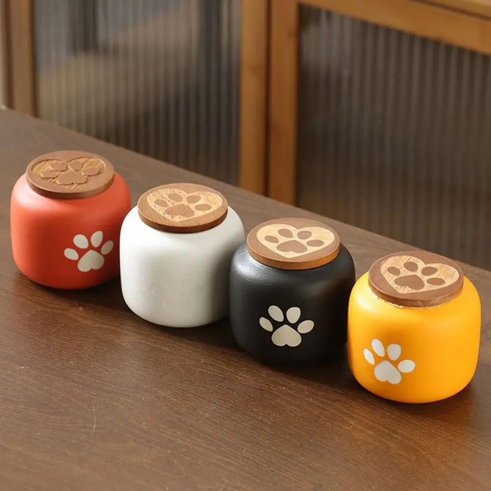 Cute Ceramic Pet Urn Memorial Ashes Box with Lid Moisture Proof