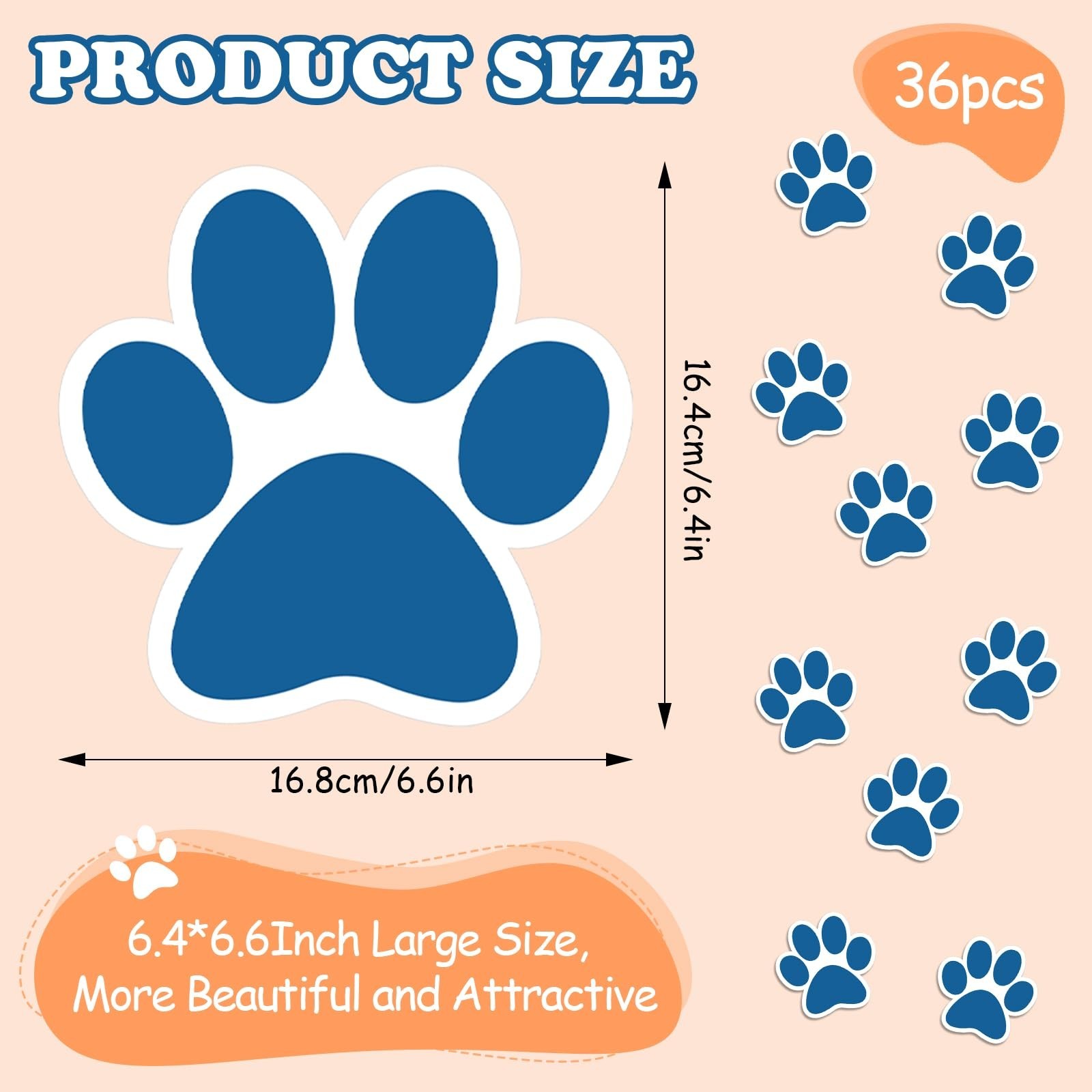 Weecent 36 Pcs Paw Prints Cutouts, 6 Inch Large Size Dog Paw Print Cut Out Bu…