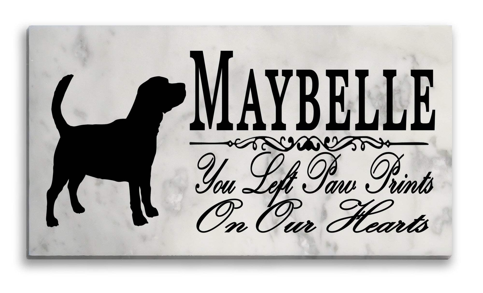 Beagle Memorial Marble Stone Plaque Personalized Dog Grave Marker Outdoor or Ind
