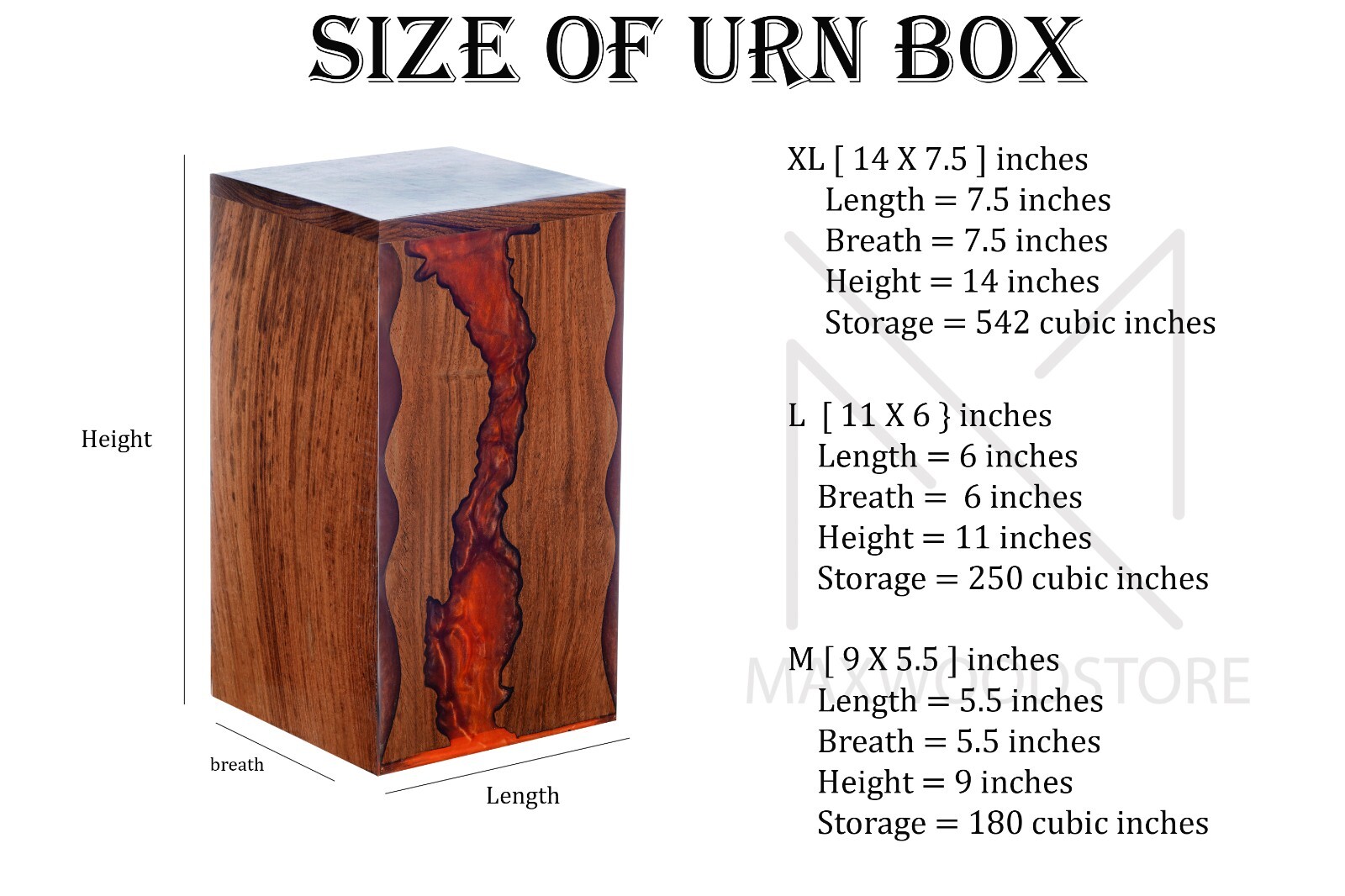 Wooden Urn Box-Urn Box-Rosewood and Red Resin Design Urn Box For Human Ashes
