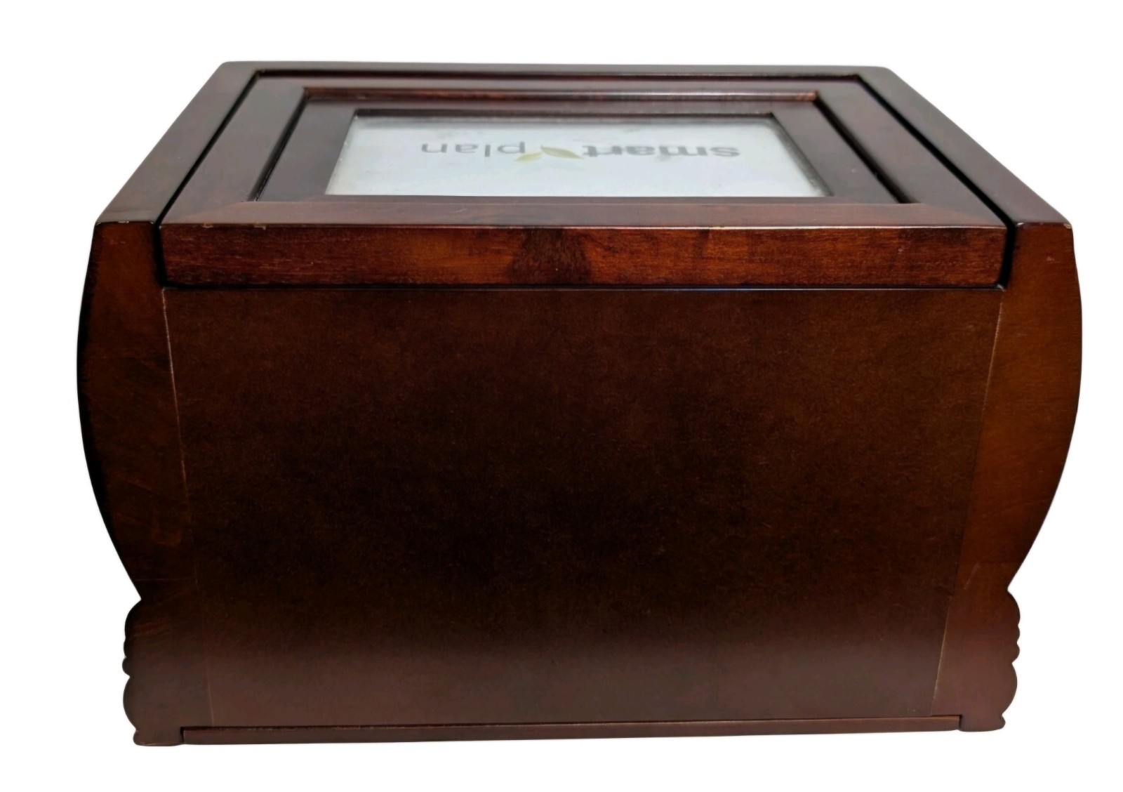 Smart Plan Dark Walnut 11″ Wood Memory Box Pet Urn with Photo Frame Lid- NEW