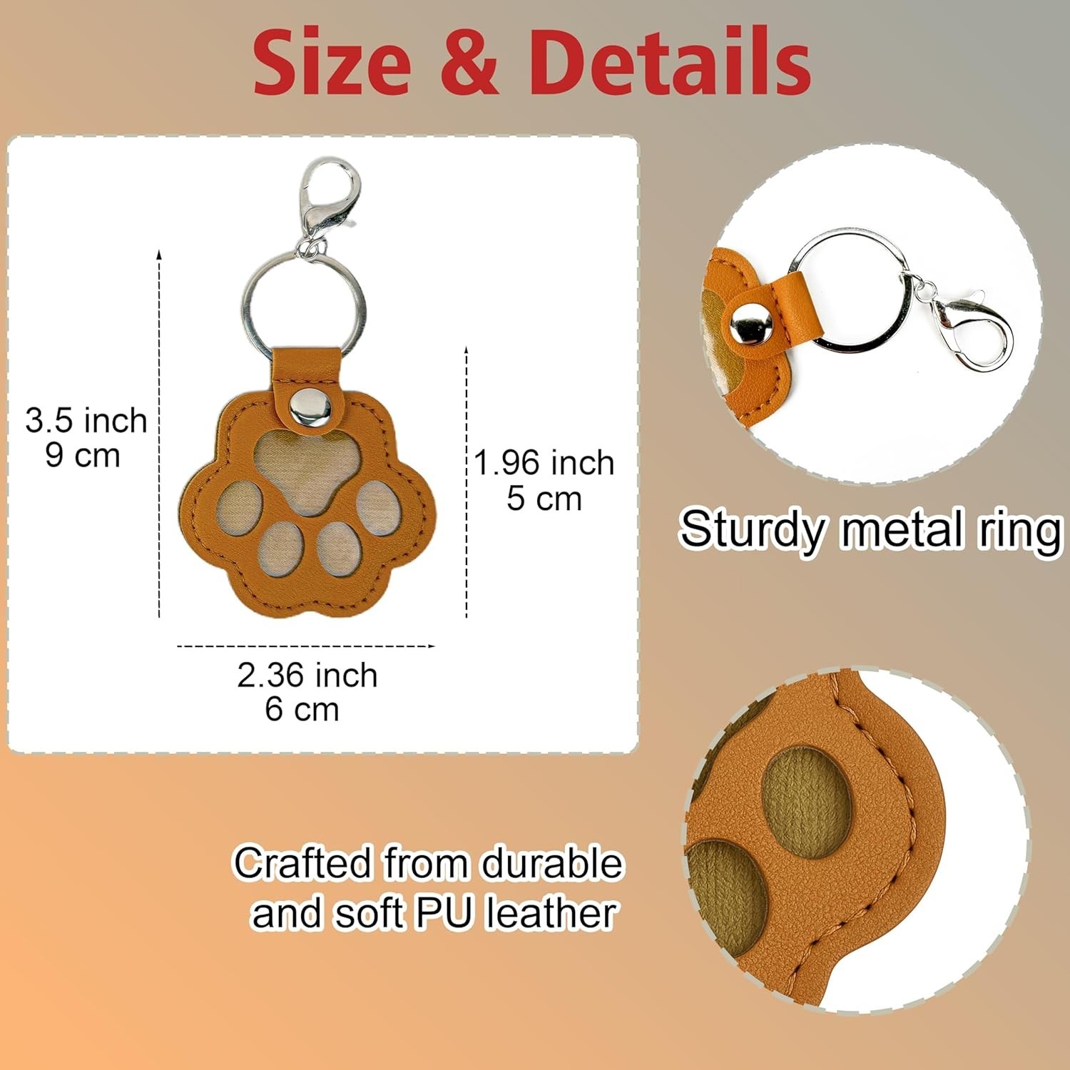 3 Pcs Pet Paw Keychain Refillable Leather Paw Print Keepsake Pet Memorial