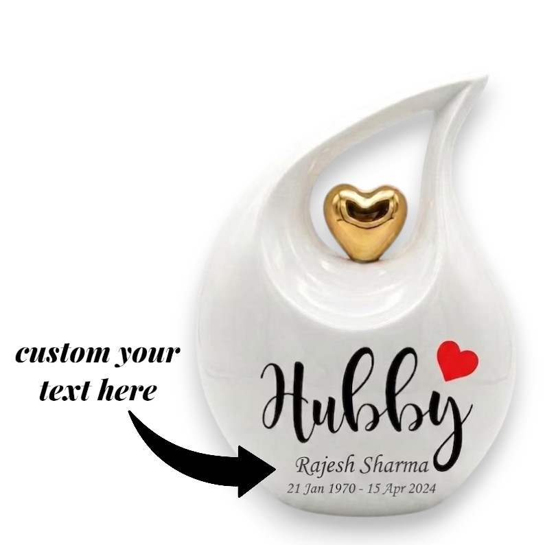 Personalized “Hubby” Teardrop Aluminum Cremation Urn Adult Human Ashes Urns