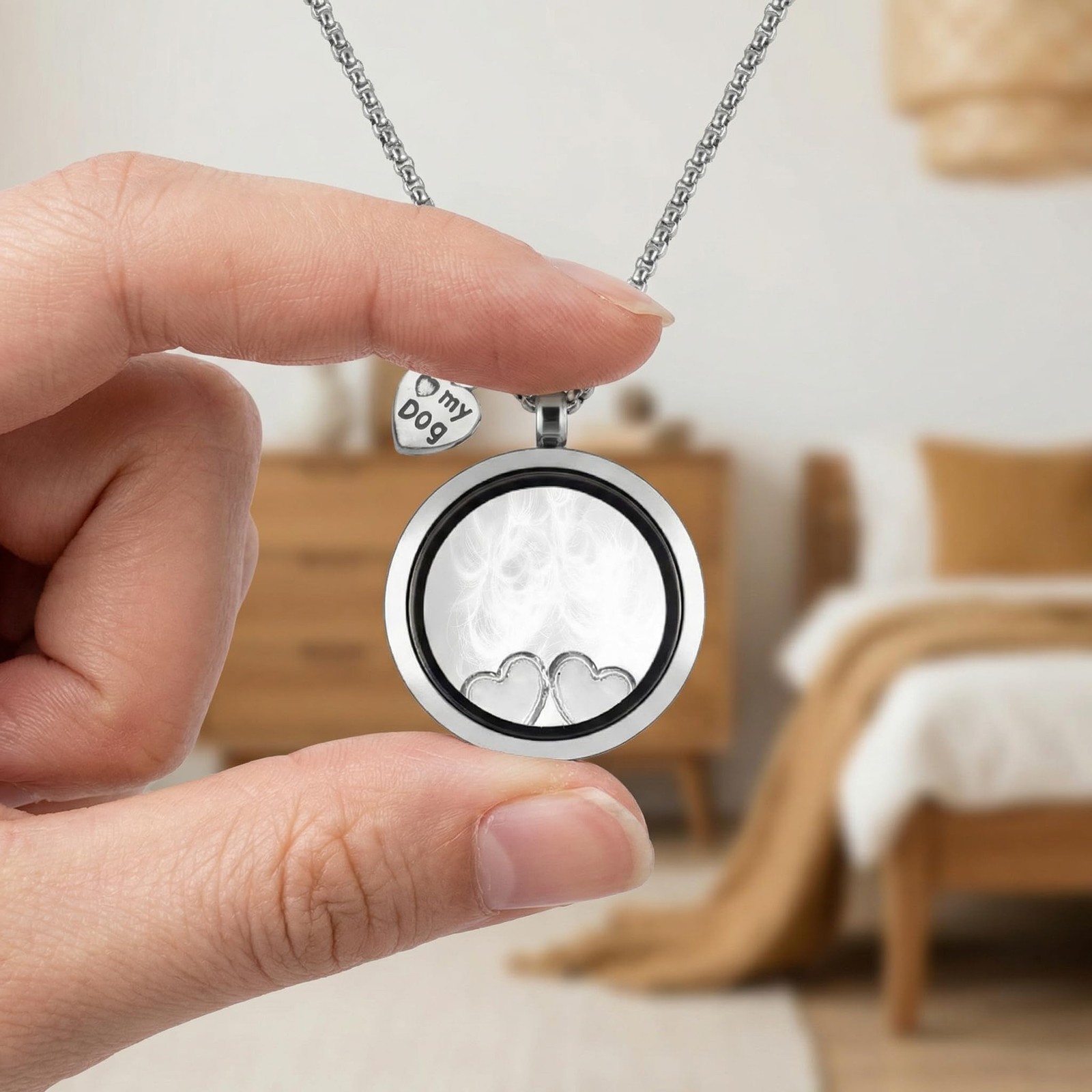Pet Memorial Necklace,Pet Hair Souvenir Necklace for Dog Memorial Jewelry tha…