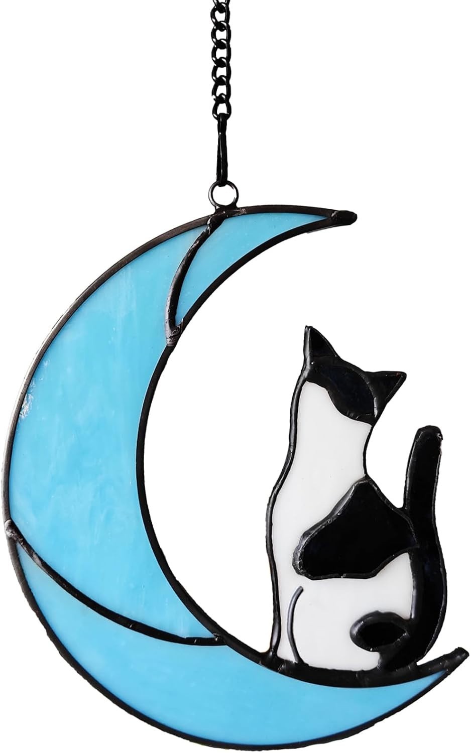 Memorial Stained Glass Tuxedo Cat Suncatcher – 5×6 in for Heartfelt Remembrance